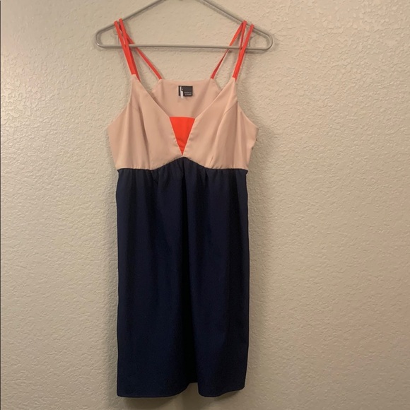 Sparkle & Fade Colorblock Dress - Navy, Cream, and Orange - Picture 2 of 7